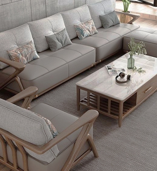 Bộ Sofa Gỗ Hiện Đại Kết Hợp Nệm Cao Cấp