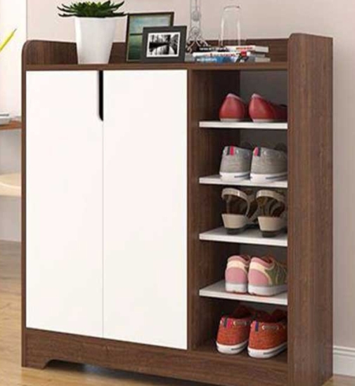 Tủ Giày Gỗ MDF 2 Cánh Kết Hợp Kệ Mở